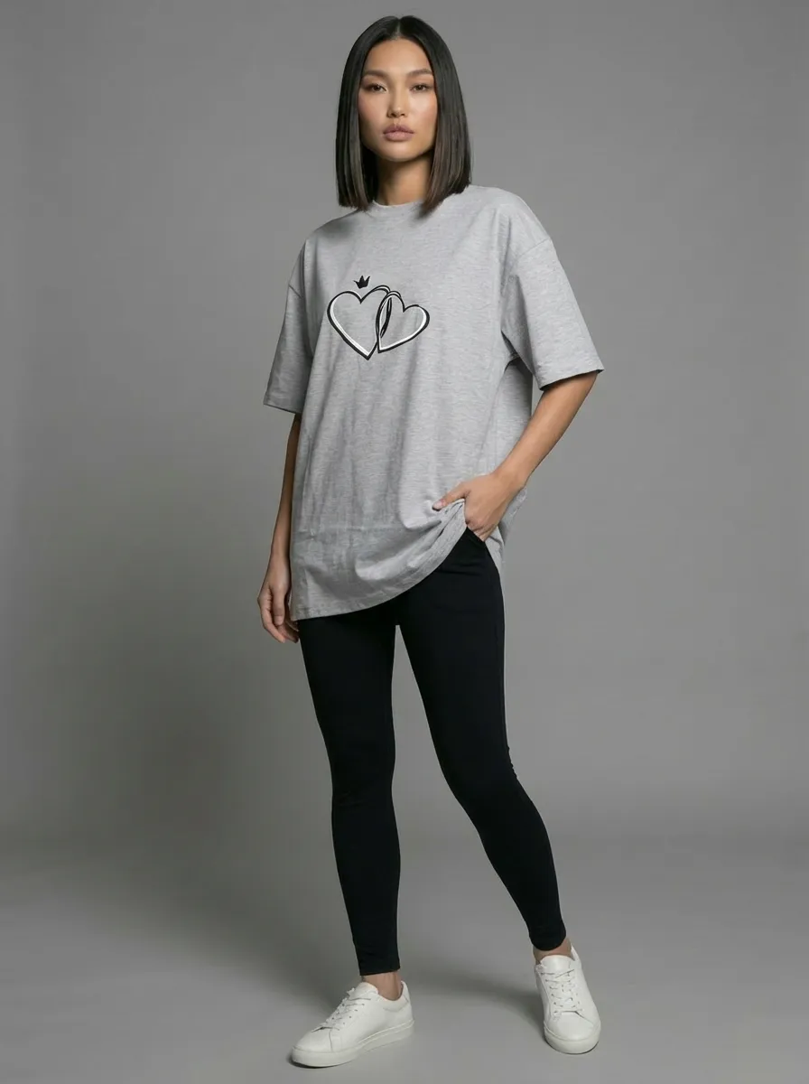 Футболка женская оверсайз MOOD, print HEART