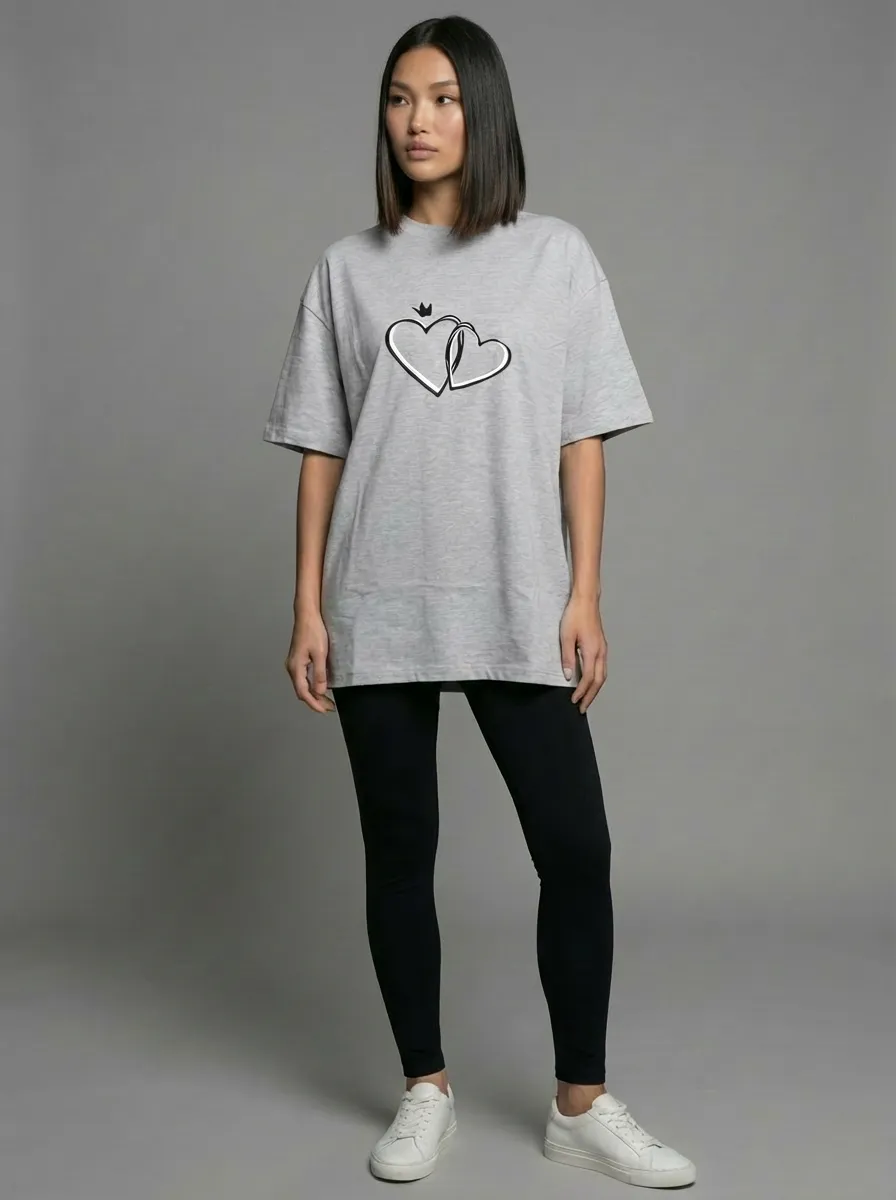 Футболка женская оверсайз MOOD, print HEART