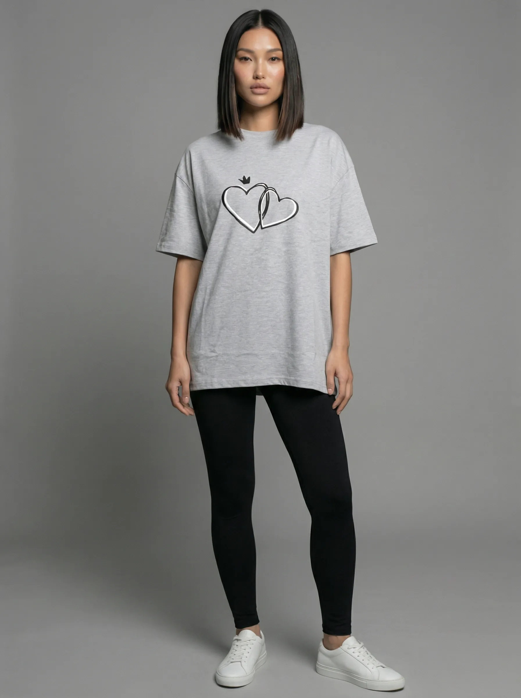 Футболка женская оверсайз MOOD, print HEART