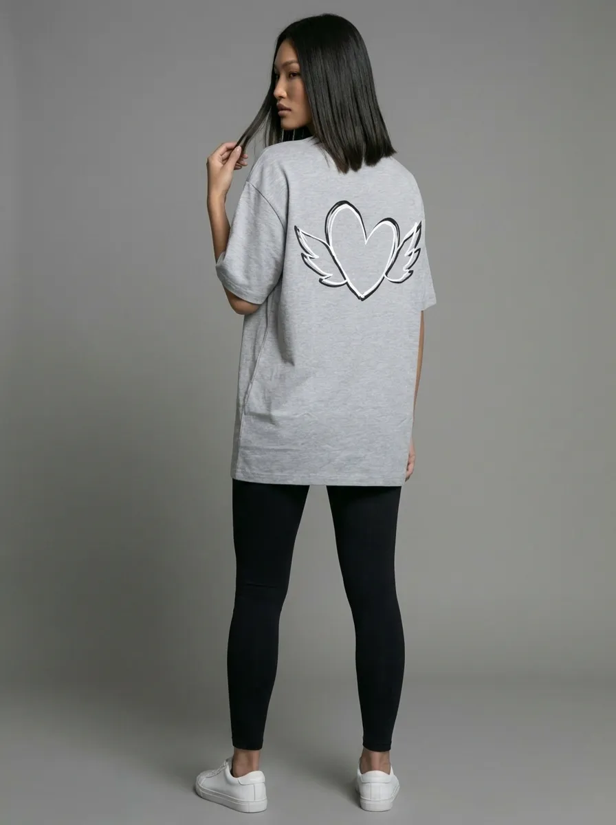 Футболка женская оверсайз MOOD, print HEART