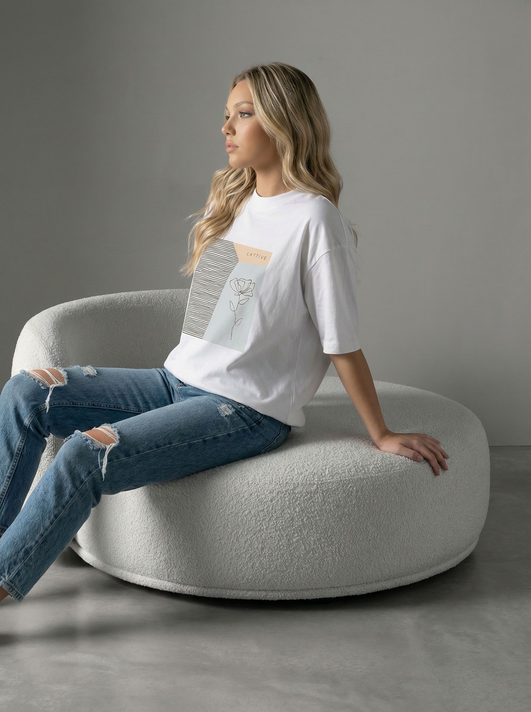 Футболка женская оверсайз MOOD, print LATTIVE flower, р. 44-S