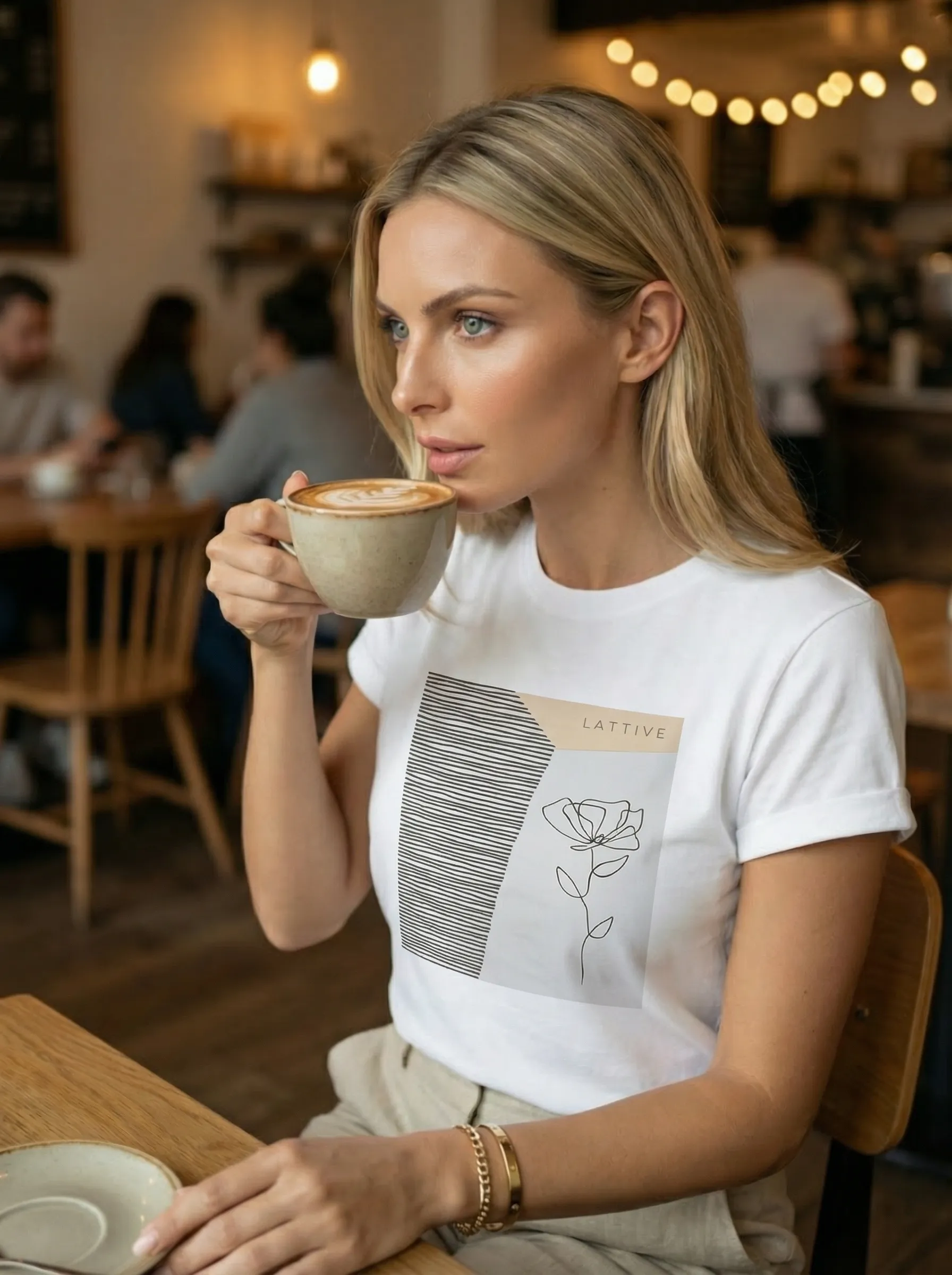 Футболка женская базовая LIME, print LATTIVE flower