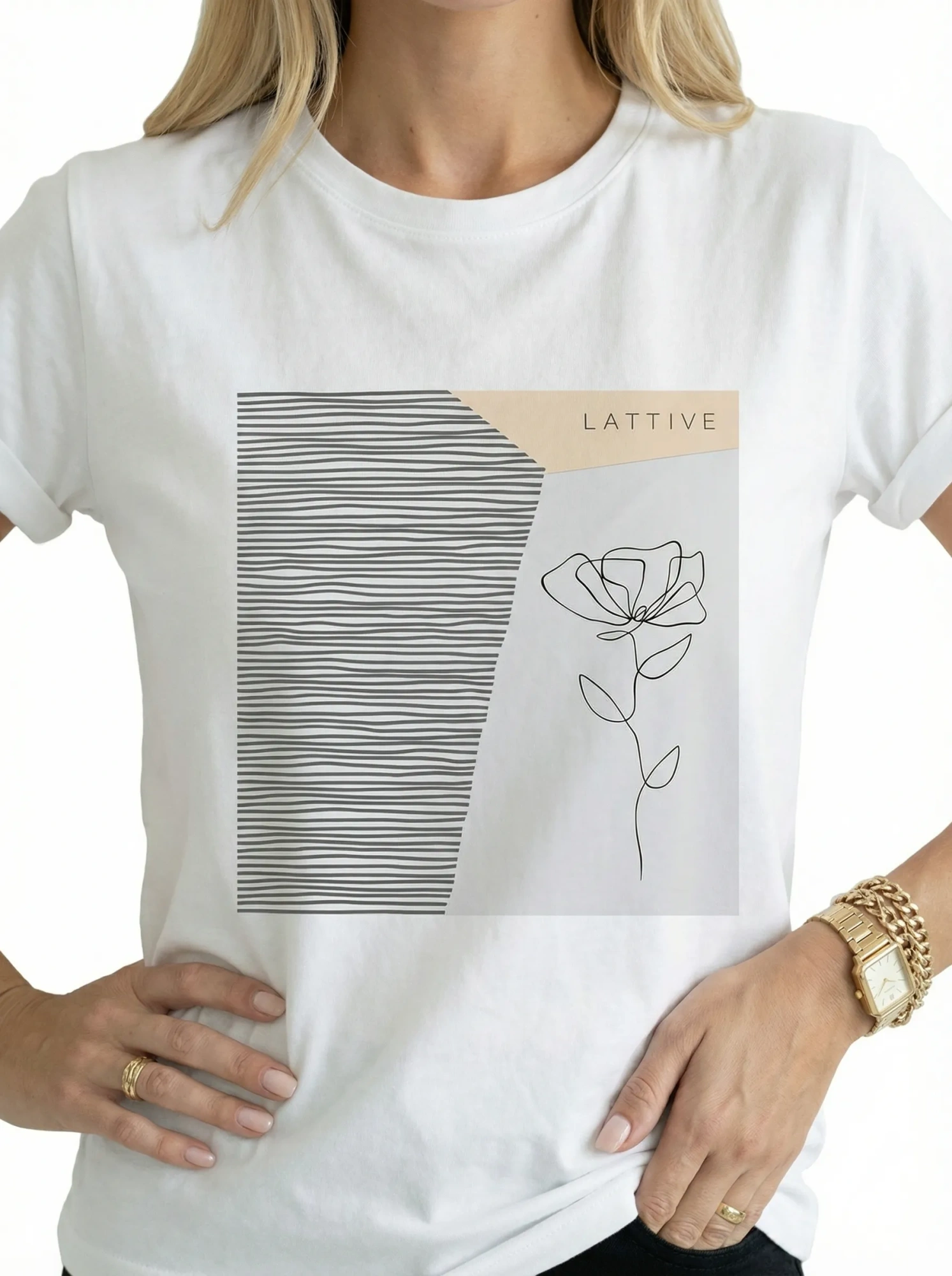 Футболка женская базовая LIME, print LATTIVE flower