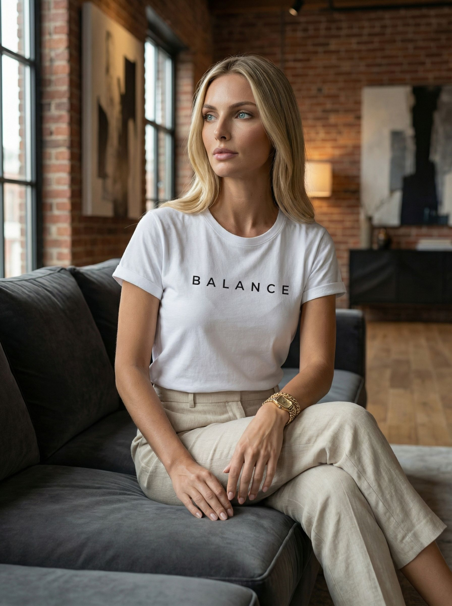 Футболка женская базовая LIME, print BALANCE