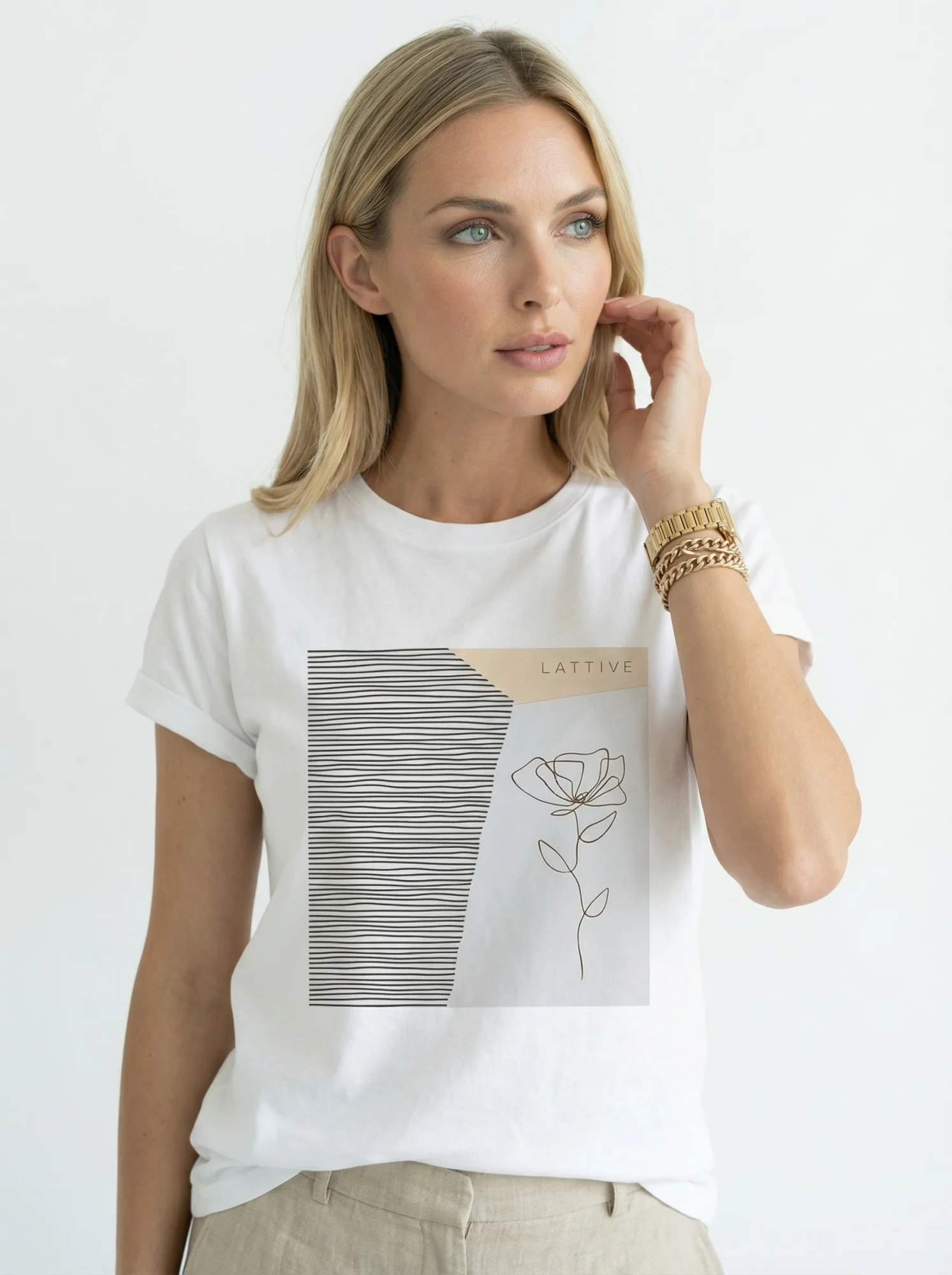 Футболка женская базовая LIME, print LATTIVE flower