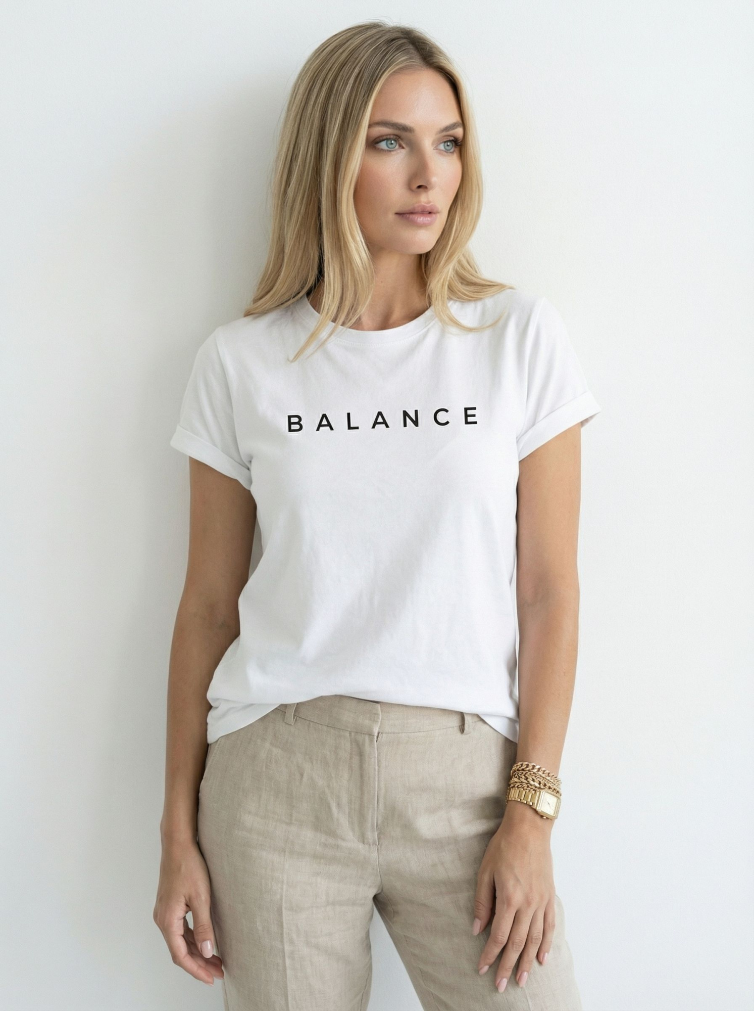 Футболка женская базовая LIME, print BALANCE, р. 44-S